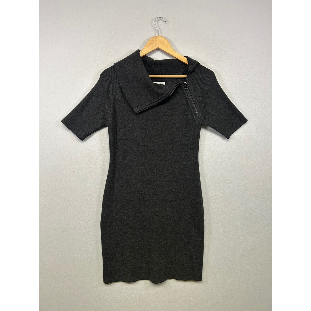 Minimalist Calvin Klein Womens Size Medium Charcoal Grey Asymmetrical‎ Zip Dress